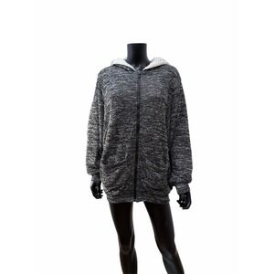 Michael Michael Kors Sherpa Lined Hoodie Zip Up Jacket Gray Soft Knit Women M